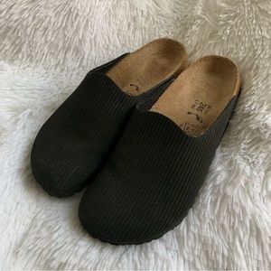 Birkenstock Birki’s Black Amsterdam Ribbed Mule Clogs